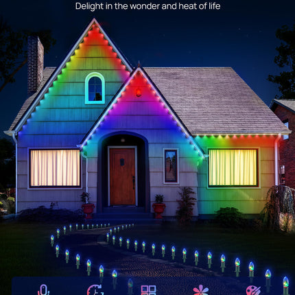 VCOKEN Permanent Outdoor Lights, 63.6ft with 36LED Outdoor Christmas Lights with App Control Remote, DIY Scene Modes Eaves IP65 Waterproof Lights for Christmas, Holiday, Outdoor Decor, Garden Decor