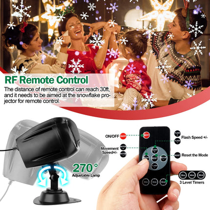 Verla Christmas Projector Lights Outdoor Snowflake Projector Lights with Remote Control, Christmas Decorations Snow Projector IP65 Waterproof Dynamic Snowfall Landscape Light for Holiday(Double Head)