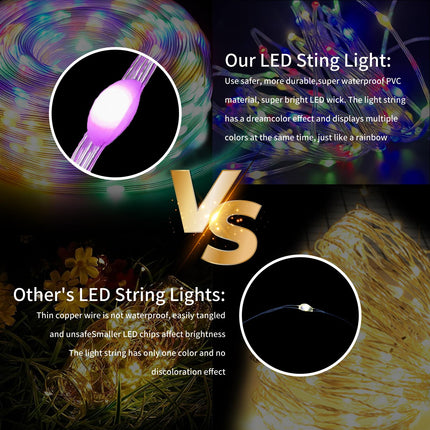 Honche Smart Lights 33FT 100LED USB Power Weatherproof App Control Timer Dimmable DIY Music Sync Speedness Fairy Lights for Campping Bedroom Party Garden Christmas Tree Halloween Decor