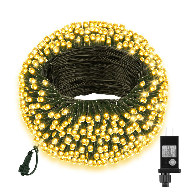 66ft 200 LED Christmas String Lights, End-to-End Plug 8 Modes Christmas Lights with Timer, Outdoor Indoor Fairy Lights Christmas Tree, Patio, Garden, Party, Wedding, Holiday (Warm White)