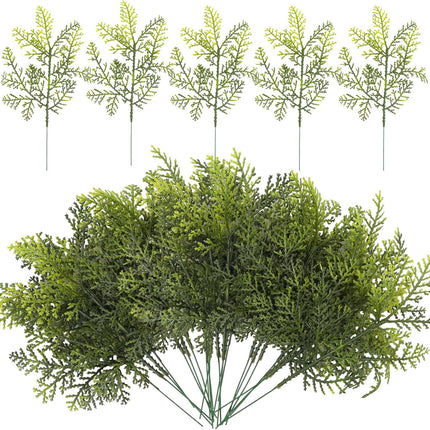 ZYP 40Pcs Artificial Pine Needles Branch,Christmas Faux Pine Needle,Artificial Faux Cedar Branch,Fake Greenery Pine Picks for Craft DIY Christmas Embellishing and Home Garden Decoration