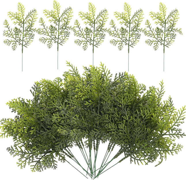ZYP 40Pcs Artificial Pine Needles Branch,Christmas Faux Pine Needle,Artificial Faux Cedar Branch,Fake Greenery Pine Picks for Craft DIY Christmas Embellishing and Home Garden Decoration
