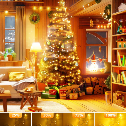 Brightown 25 Ft 500 LED Cluster Lights Christmas Outdoor, White Wire LED Decorative Christmas Tree Lights with Remote & 12 Modes, Waterproof Firecracker String Lights for Xmas Party Decor, Warm White