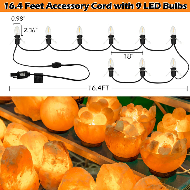 Meonum Accessory Cord with 9 LED Light Bulb, 16.4Ft C7 Christmas Village Lights Cord with Clip, Blow Mold Lights for Halloween Christmas Village Houses, Pumpkin Skeleton Holiday Decoration (Black)