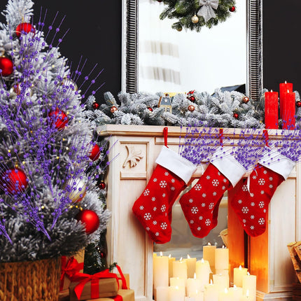 Geosar 30 Pcs Christmas Artificial Glitter Berry Stem Decorations Bead Sticks Pick 17 Inch Xmas Ornaments Glittery Twigs for Christmas Tree Halloween Wreath Vase Filler Home Decor(Purple)