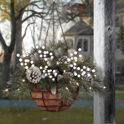 40 Pcs Artificial Berry Stems Branches, Christmas White Faux Holly Berries Picks Ornaments for Christmas Tree Wreath DIY Craft Decorations Holiday Home Decor (40, White)