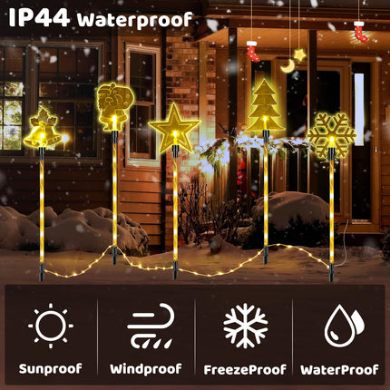 10 Pack Christmas Landscape Lights Outdoor Decorations, Snowflakes Waterproof Pathway Lights with Stakes, LED Night Lights for Outside Yard, Lawn, Patio, Walkway, Holiday Party Wedding Decor (Tree)