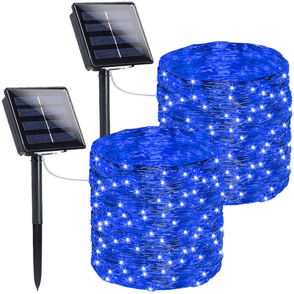 SANJICHA Blue Outdoor Solar String Lights, 2-Pack Each 72FT 200LED Super Bright Solar Lights Outdoor, Waterproof Copper Wire 8 Modes Solar Fairy Lights for Garden Patio Tree Party Wedding (Blue)