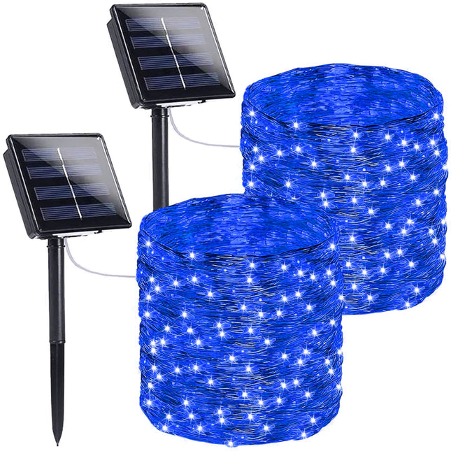 SANJICHA Blue Outdoor Solar String Lights, 2-Pack Each 72FT 200LED Super Bright Solar Lights Outdoor, Waterproof Copper Wire 8 Modes Solar Fairy Lights for Garden Patio Tree Party Wedding (Blue)
