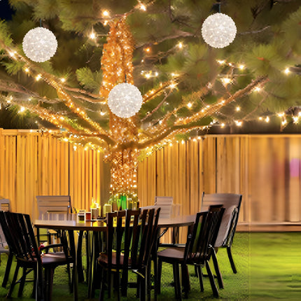 50 LED Warm White Twinkle Starlight Sphere Lights, Commercial Grade Decorative Hanging Sphere Light 6 Inches, for Indoor and Outdoor Christmas Trees, Party, Balconies, Garden.
