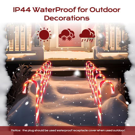 Christmas Candy Cane Lights 12Pcs Christmas Pathway Lights with 72 Count Incandescent Clear Lights, Connectable 12 Inch Pathway Makers Lights for Indoor Outdoor Walkway Patio Yard Lawn Decorations