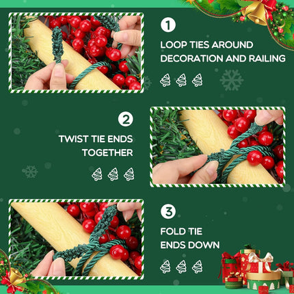 Zhengmy 16 Pcs 20 Inches Christmas Garland Ties Christmas Decorative Twist Ties for Banister Reusable and Flexible Twist Ties for Xmas Home Decorations Holiday Christmas Craft Wrapping (Green)