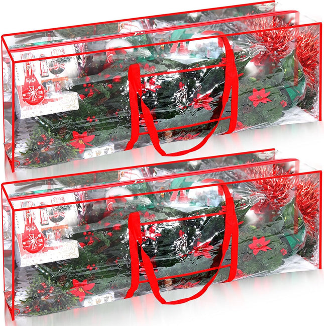 Sadnyy 2 Pcs Clear Christmas Tree Storage Bag 9ft Christmas Tree Storage Containers Waterproof Christmas Tree Bag for Storing Christmas Tree, Garland, Holiday Decorations