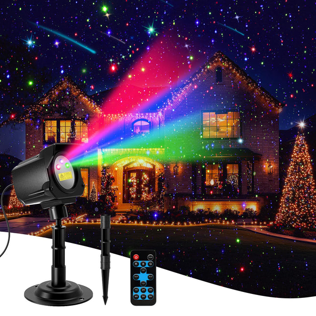 Laser Christmas Projector Lights Outdoor, Christmas Decorations Stars Light Show, Efficient Heat Dissipation, Waterproof, Holiday Projector Decorations for House/Garden/Party/Wedding (Black)