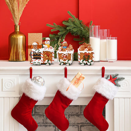 Boutique Christmas Gingerbread Express Train Table Decor 3 Piece Resin Holiday Xmas Trains Figurine Shelf Sitter Tabletop Centerpiece Party Supplies Decoration