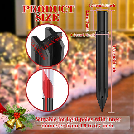 30Pcs Stakes for Outdoor Christmas Candy Cane Lights Replacement Pathway Markers Spike Replacer Plastic Inside Diameter 0.6-0.68 Inch for Maintain Garden Yard Landscape Lamps Pole