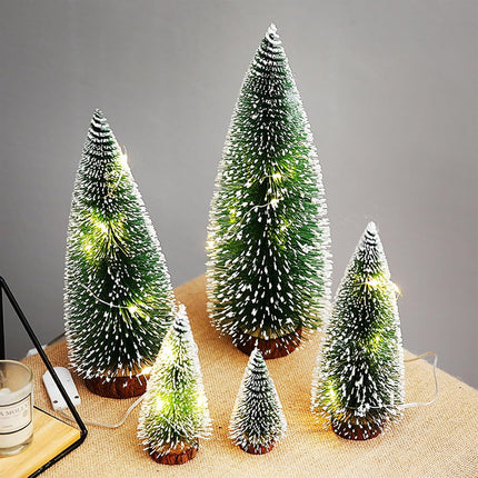 6 PCS Bottle Brush Trees Mini Christmas Trees Table Top Pine Tree Small Sisal Trees for Christmas Decor Dollhouse Decorations Artificial Snow Forest Trees Miniature Xmas Trees