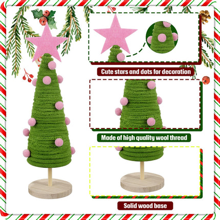 Jenaai 9 Pcs Mini Christmas Tree Christmas Table Decorations Artificial Wood Tree Christmas Home Decor Xmas Ornaments for Holiday Indoor Kitchen Home Wedding 12/9/ 7 Inch (Classic)