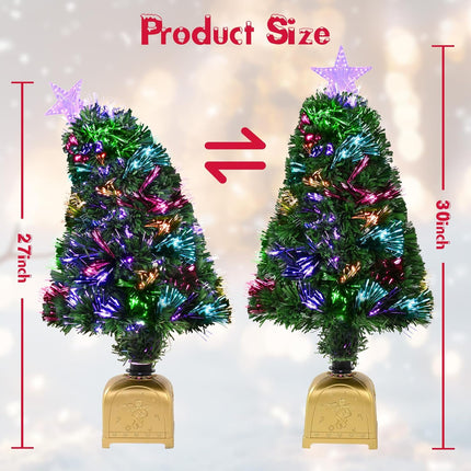 Ikfashoni 27inch Fiber Optic Christmas Tree Prelit Small Christmas Tree with Lights Artificial Mini Tabletop Christmas Tree Tiny Little Table Top Xmas Tree for Christmas Decorations