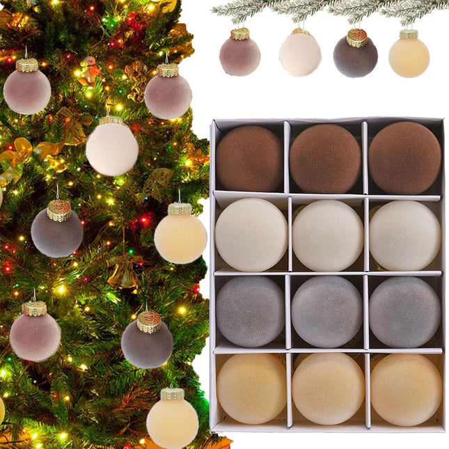 12Pcs Velvet Christmas Balls Christmas Tree Decorations, Velvet Ornaments for Christmas Tree, Velvet Christmas Ornaments Balls, 2.4 Inch Velvet Christmas Ornaments (H)