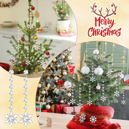 Nuenen 100 Pcs Christmas Hanging Crystals for Centerpieces Chandelier Clear Crystal Garland Strands Ornament Acrylic Clear Beads Prisms Pendant for Christmas Tree Window Home Decoration(Snowflake)