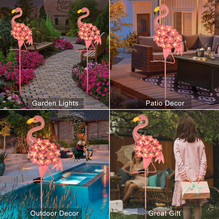 HOMEIMPRO Garden Solar Lights, Flamingo Pathway Outdoor Stake Metal Lights, Waterproof Warm White LED for Lawn,Patio, Courtyard, Mothers Day s for Mom Grandma