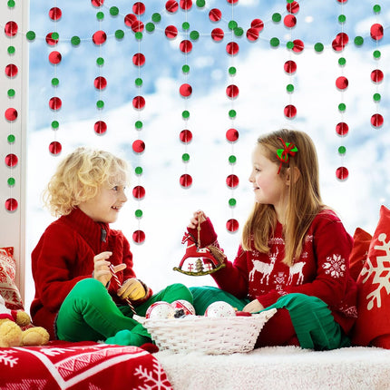 Outus 10 Pieces Christmas Paper Round Garland Christmas Hanging Dots Garland Streamers Decoration Candy Sprinkles Party Backdrop Decor for Birthday Party Wedding Bridal Shower Ornaments (Red,Green)