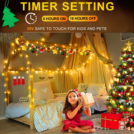 KNO 2-Pack Christmas String Lights Indoor Plug in, Total 120FT 360LED Warm White Outdoor Waterproof Fairy Lights,8 Lighting Modes,Timer Memory Function for Bedroom Patio Balcony Party
