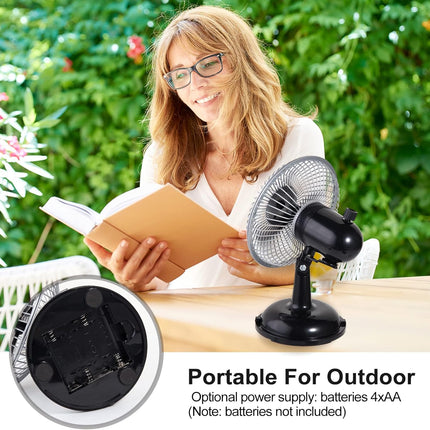 Mini Retro Desk Fan With Oscillating Function, UsbPowered Table Fan, Portable And Quiet 6 Inch, 2 Speeds, Small Fan Vintage Style