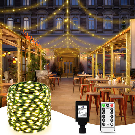 394 FT 1000 LED Christmas Lights Outdoor Waterproof Christmas Tree Lights with Remote Timer 8 Modes Green Wire Plug Fairy Lights Indoor Twinkle String Lights Xmas Decorations (Warm White)