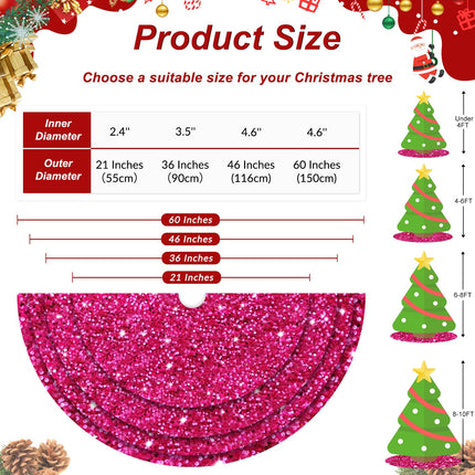 Hot Pink Christmas Tree Skirt Pencil 21 Inches Sequin Tree Skirt for Small Artificial Trees Velvet Christmas Tree Carpet Mat Embroidered Tree Skirts Fuchsia for All Season Festive Decorations