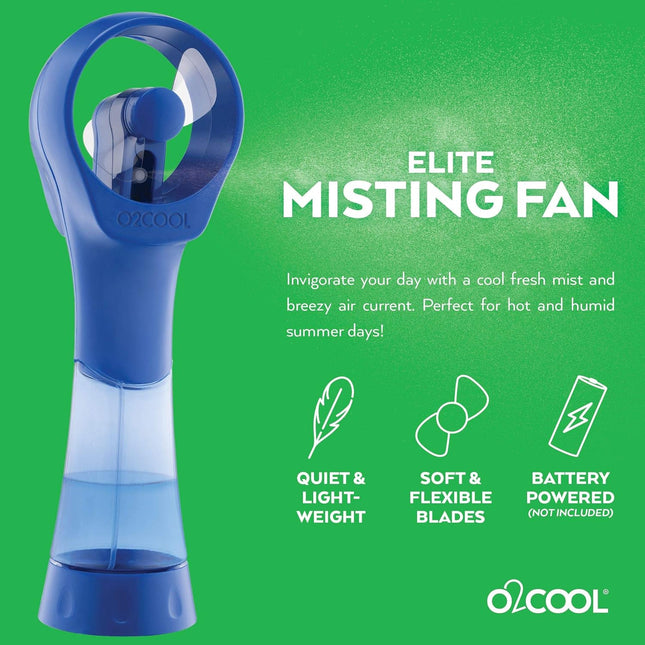 O2Cool 2 Pack Elite Battery Powered Handheld Water Misting Fans Blue