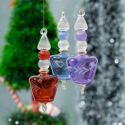 Christmas tree decorations engraved red ornament Hanging ornaments for Artificial tree Indoors Christmas Decorations Handblown Christmas tree topper 14K Gold