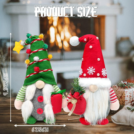 BINSUNS 2Pcs Christmas Gnomes Plush Decorations, Christmas Elf Gnomes Swedish Tomte Plush Gnome - Xmas Thanksgiving Home Party Ornaments Boy Girl Decor