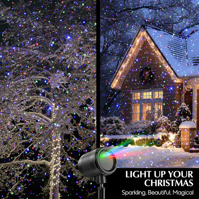 Laser Christmas Projector Lights Outdoor, 3 Color Laser Projector Light, Moving Firefly Lights Show w/Remote & Timer, Waterproof Holiday Christmas Decorations for Garden Yard Party Wedding Home Decor