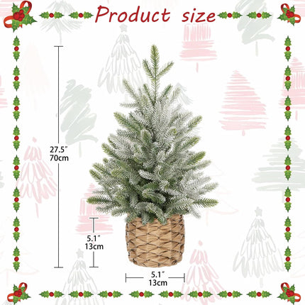 24" Small Christmas Tree Artifical Tabletop Christmas Tree Xmas Snow Frosted Fir Tree for Home Farmhouse Mantel Windowsill Desk Holiday Christmas Decorations