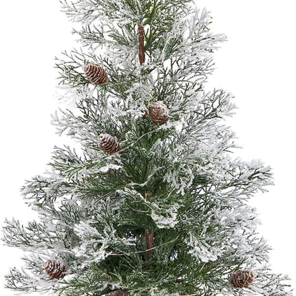 Nearly Natural 2ft. Frosted Pre-Lit Artificial Christmas Tree with Pinecones in Decorative Planter