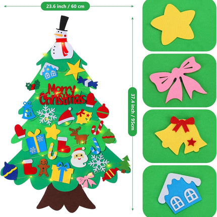 Felt Christmas Tree for Kids - 3.2 FT Felt Christmas Tree with 30 Pcs Ornaments, Xmas s for Kids Christmas Door Wall Hanging Decorations