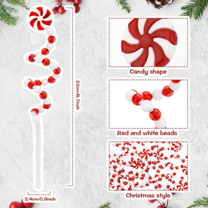 8.7 Inch Christmas Curly Pick Red White Christmas Picks Candy Shape Christmas Tree Picks Christmas Ornaments Christmas Tree Decorations Home Office Vase Party Ornaments (Candy Style, 16 Pcs)