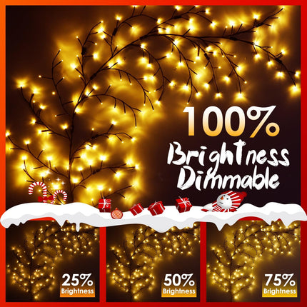 Willow Vine Lights Room Decor,7.5Ft Christmas Swags Decorations Indoor Walls Decor with Remote Control,18 Branches 144 LEDs Twinkle Tree Lighted Branches for Walls Bedroom Home Decor（1PCS）