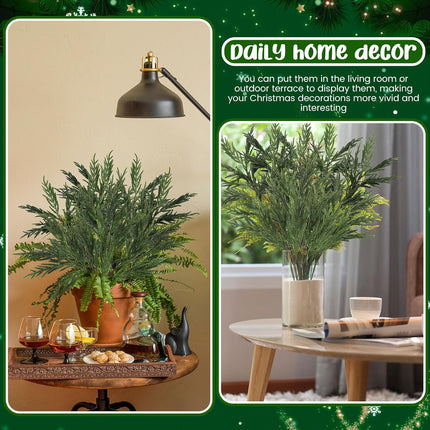 Giegxin 15 Pcs Artificial Christmas Norfolk Pine Stems Branches for Vase 25.8 in, 17.7 in and 9.8 in Fake Green Pine Picks Greenery for Xmas Holiday DIY Crafts Table Home Indoor Outdoor Decor