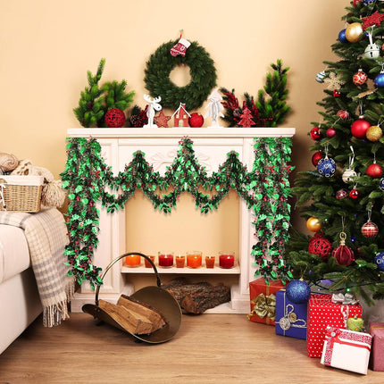 23 Ft Christmas Tinsel Garland Red and Green Hanging Garland Christmas Metallic Garland Christmas Party Decorations for Christmas Wedding Birthday Indoor Outdoor Party Decoration Supplies