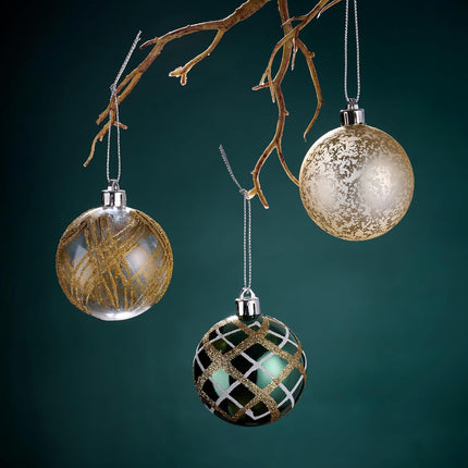 DecorbyHannah 70ct Christmas Ornaments Set, Shatterproof Decorative Green Gold Christmas Tree Decorations with Small Xmas Tree, Gnome and Wooden Lighted Bird House for Home Party Halloween Decor
