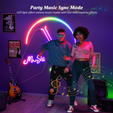 RGB+IC Neon Rope Lights, 16.4ft WiFi Gradient LED Strip Lights with Remote, Music Sync, Waterproof Flexible Smart Led Lights for Bedroom, Works with Alexa, Indoor Outdoor Christmas Decor