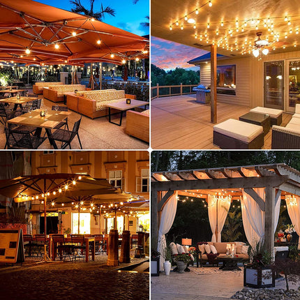 Abeja 25Ft LED Outdoor String Lights, Patio Globe String Lights with 27 Shatterproof LED Clear Bulbs(2 Spare), Hanging Patio String Lights for Backyard Decor Bistro Party Yard Decor- White Wire