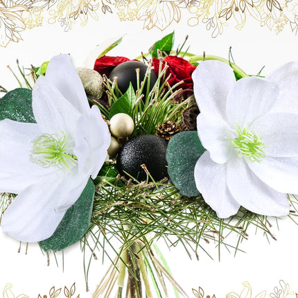 6 Pcs Christmas Magnolia Artificial Flowers 9 inch Christmas Tree Wreaths Garland DIY Ornaments Large Decorative Faux Magnolia Floral Picks with Clip for Xmas Holiday Party Party Decor