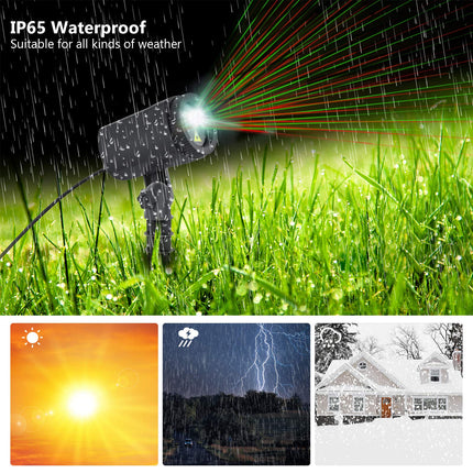 Christmas Projector Lights Outdoor, Firefly Show Christmas Decorations, Red and Green Stars Holiday Projector Lights, Waterproof Remote Timer, Garden Indoor Christmas Wedding Home Party