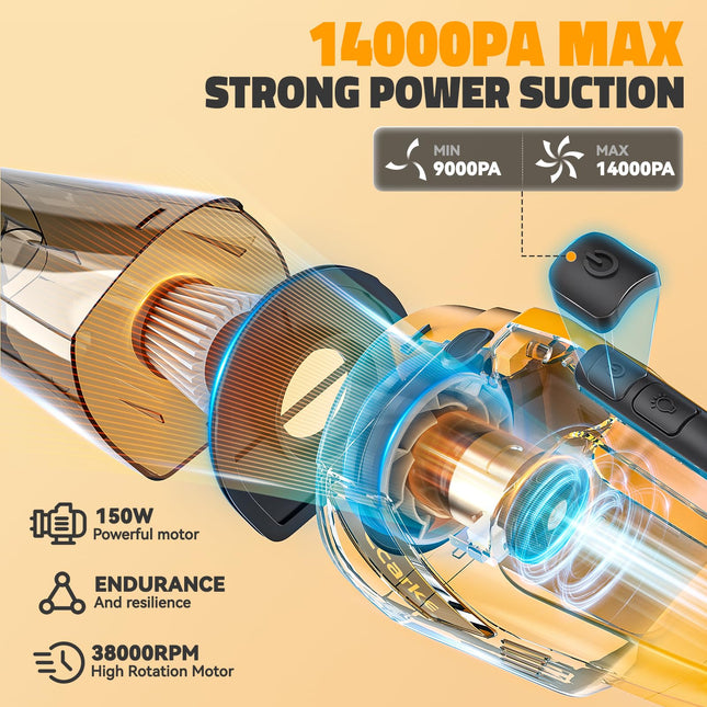 Cordless Vacuum Cleaner For Dewalt 20V Battery: 6 In 1 Lightweight Handheld Vacuum With 2 Mode Suction150W Motor, 14 Kpa Stick Cordless Vacuum For Hardwood Floor Car Pet Hair Cleaning No Battery