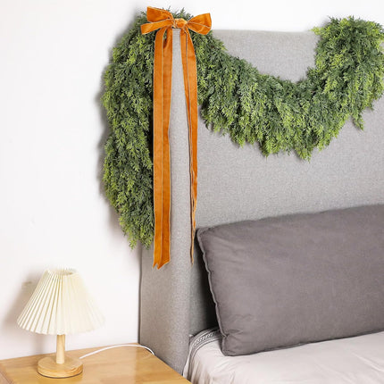 Waydress 1 Pcs 6ft Christmas Cedar Garland Artificial Green Cedar Garland Faux Cedar Pine Needles Garland for Home Fireplace Indoor Outdoor Holiday Party Decoration