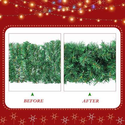 Jexine Christmas Garland Decoration, 16.4 Ft Lighted Xmas Garlands with 70 LED Lights, Christmas Artificial Greenery Garlands Battery Powered String Light for Outdoor Indoor Garden Party(1 Pcs)